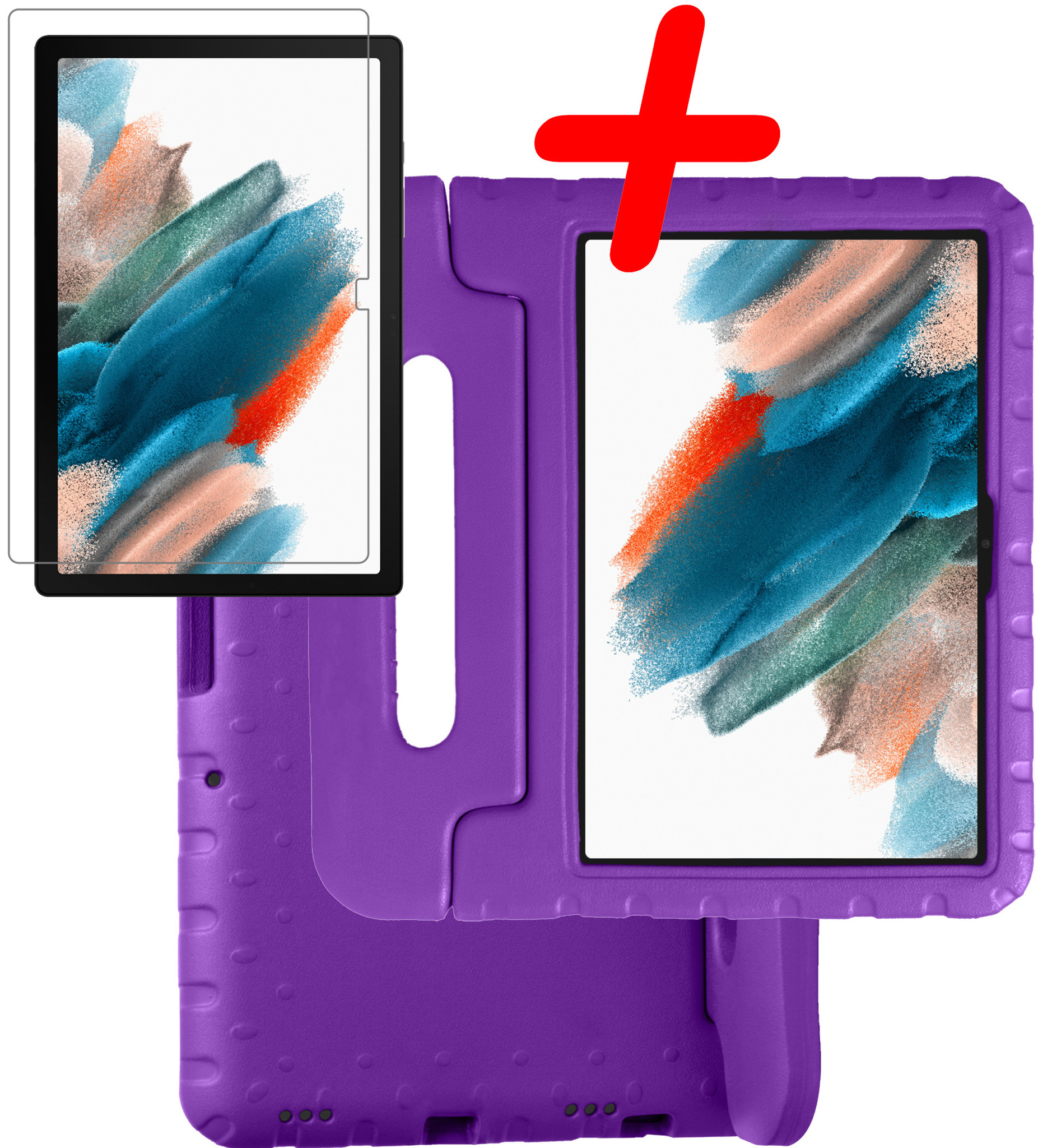 BASEY. Hoesje Geschikt voor Samsung Galaxy Tab A8 Hoesje Kinder Hoes Shockproof Kinderhoes Met Screenprotector - Kindvriendelijk Hoesje Geschikt voor Samsung Tab A8 Hoes Kids Case - Paars