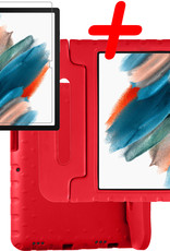 BASEY. Hoesje Geschikt voor Samsung Galaxy Tab A8 Hoesje Kinder Hoes Shockproof Kinderhoes Met Screenprotector - Kindvriendelijk Hoesje Geschikt voor Samsung Tab A8 Hoes Kids Case - Rood