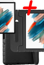 BASEY. Hoesje Geschikt voor Samsung Galaxy Tab A8 Hoesje Kinder Hoes Shockproof Kinderhoes Met Screenprotector - Kindvriendelijk Hoesje Geschikt voor Samsung Tab A8 Hoes Kids Case - Zwart