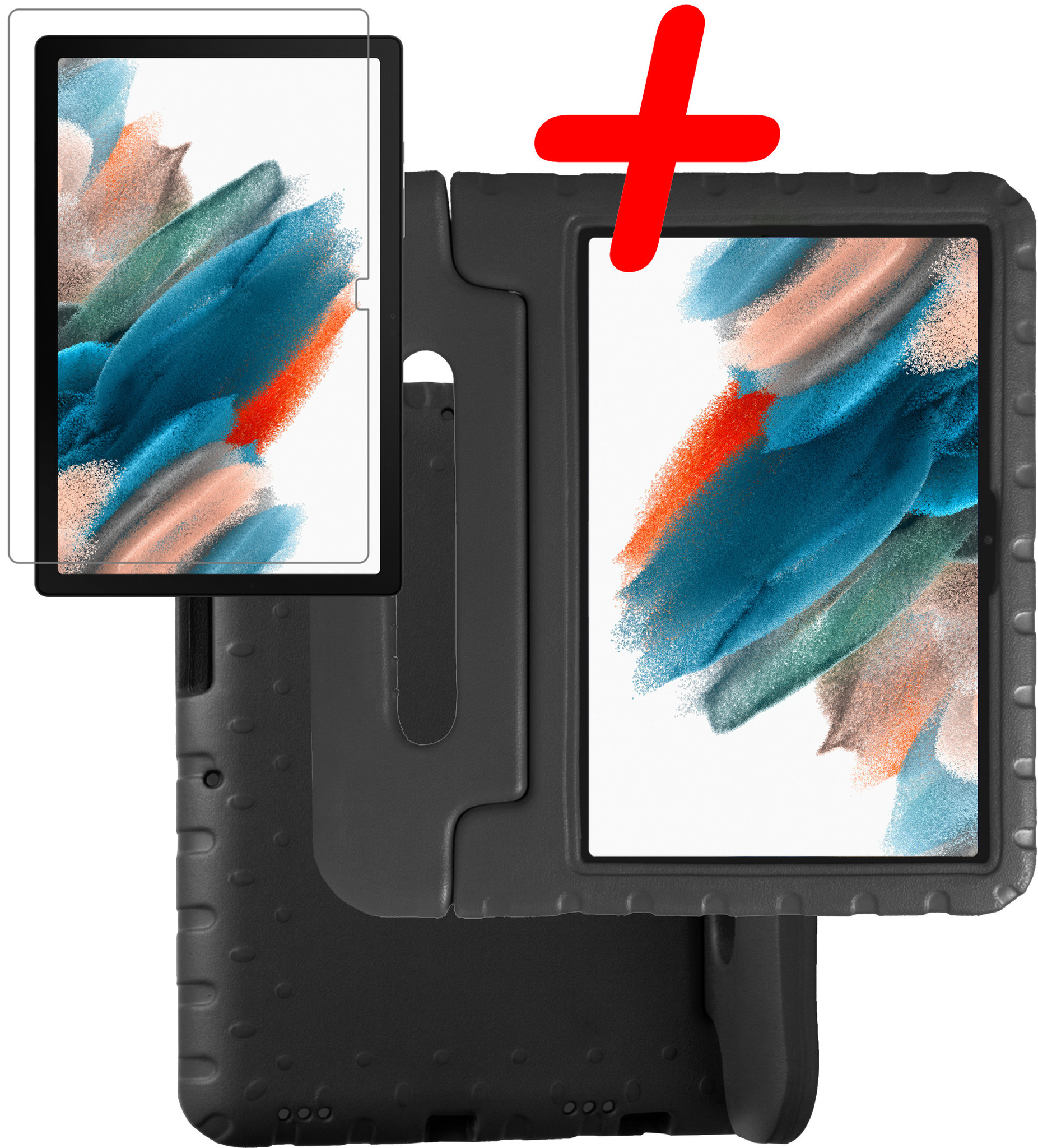 BASEY. Hoesje Geschikt voor Samsung Galaxy Tab A8 Hoesje Kinder Hoes Shockproof Kinderhoes Met Screenprotector - Kindvriendelijk Hoesje Geschikt voor Samsung Tab A8 Hoes Kids Case - Zwart