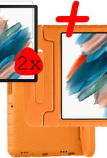 BASEY. Hoesje Geschikt voor Samsung Galaxy Tab A8 Hoesje Kinder Hoes Shockproof Kinderhoes Met 2x Screenprotector - Kindvriendelijk Hoesje Geschikt voor Samsung Tab A8 Hoes Kids Case - Oranje