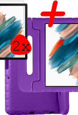BASEY. Hoesje Geschikt voor Samsung Galaxy Tab A8 Hoesje Kinder Hoes Shockproof Kinderhoes Met 2x Screenprotector - Kindvriendelijk Hoesje Geschikt voor Samsung Tab A8 Hoes Kids Case - Paars