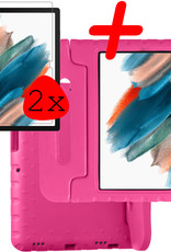BASEY. Hoesje Geschikt voor Samsung Galaxy Tab A8 Hoesje Kinder Hoes Shockproof Kinderhoes Met 2x Screenprotector - Kindvriendelijk Hoesje Geschikt voor Samsung Tab A8 Hoes Kids Case - Roze