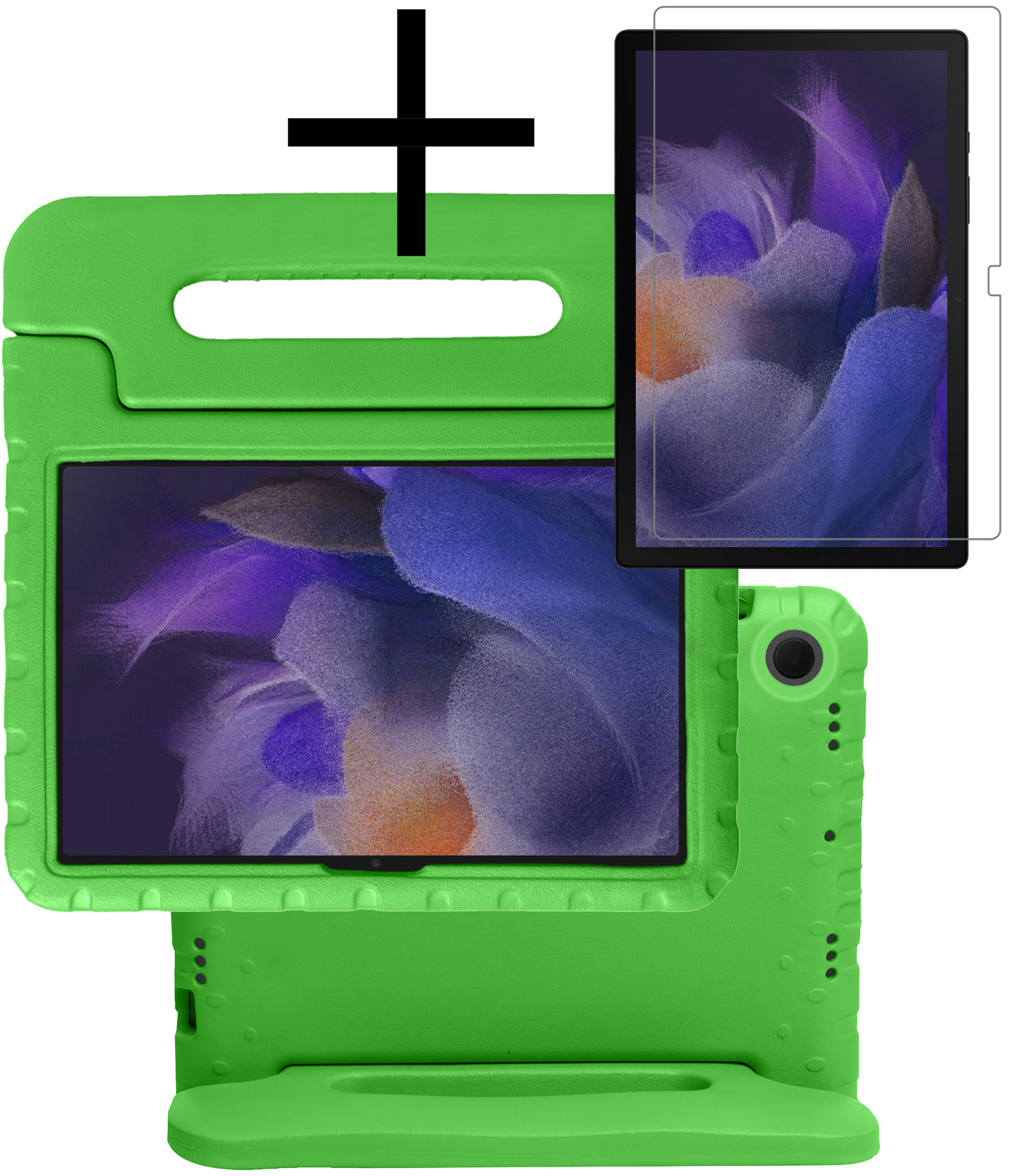 NoXx Hoesje Geschikt voor Samsung Galaxy Tab A8 Hoesje Kinderhoes Shockproof Hoes Kids Case Met Screenprotector - Groen