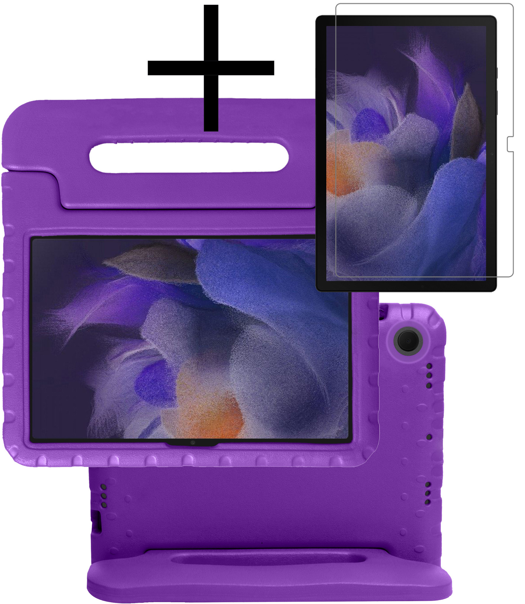 NoXx Hoesje Geschikt voor Samsung Galaxy Tab A8 Hoesje Kinderhoes Shockproof Hoes Kids Case Met Screenprotector - Paars