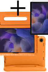 NoXx Hoesje Geschikt voor Samsung Galaxy Tab A8 Hoesje Kinderhoes Shockproof Hoes Kids Case Met Screenprotector - Oranje
