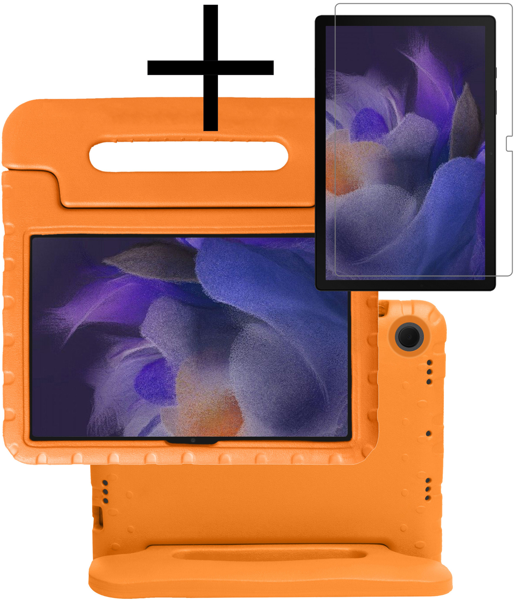 NoXx Hoesje Geschikt voor Samsung Galaxy Tab A8 Hoesje Kinderhoes Shockproof Hoes Kids Case Met Screenprotector - Oranje