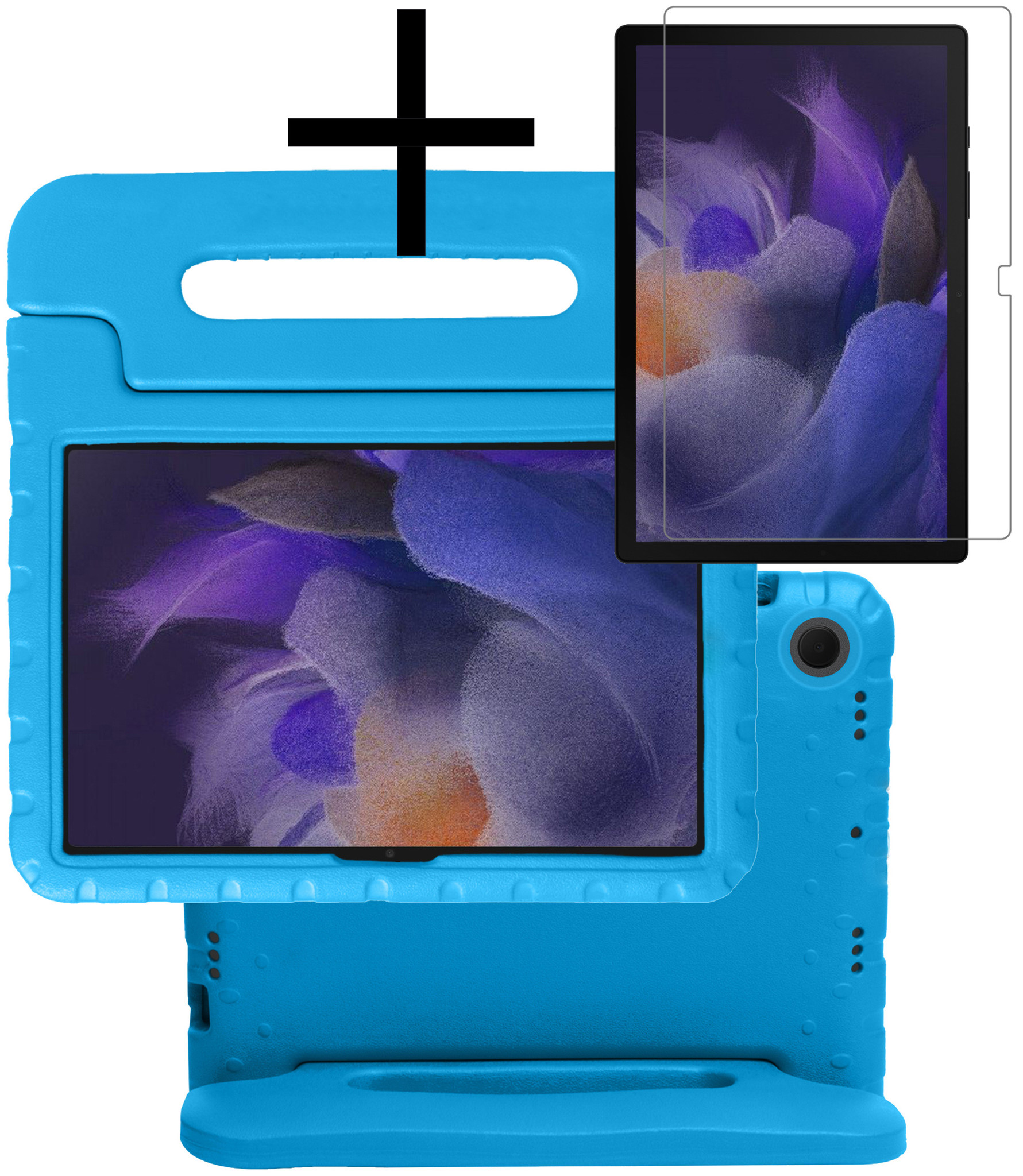 NoXx Hoesje Geschikt voor Samsung Galaxy Tab A8 Hoesje Kinderhoes Shockproof Hoes Kids Case Met Screenprotector - Blauw