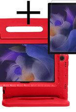 NoXx Hoesje Geschikt voor Samsung Galaxy Tab A8 Hoesje Kinderhoes Shockproof Hoes Kids Case Met Screenprotector - Rood