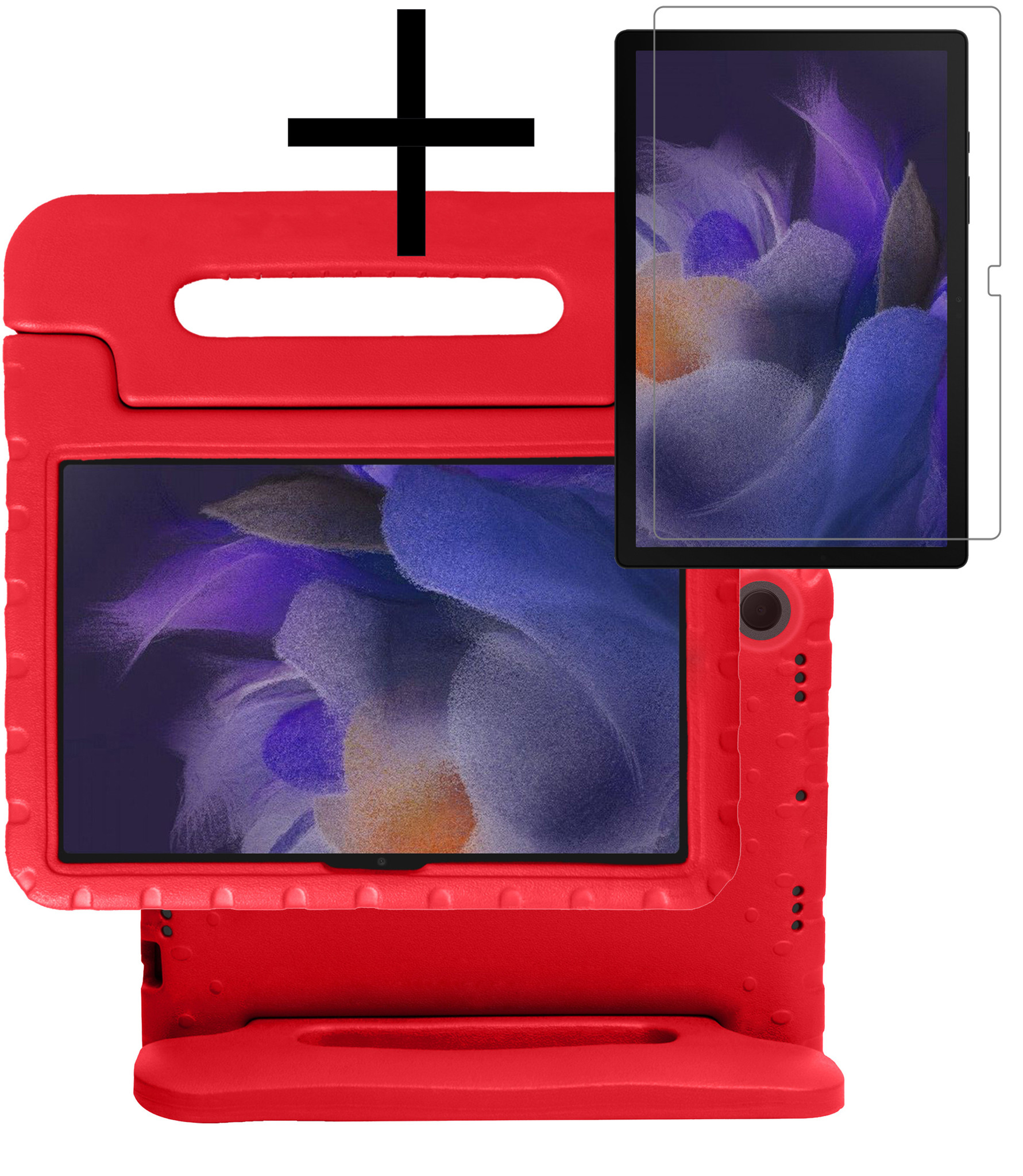 NoXx Hoesje Geschikt voor Samsung Galaxy Tab A8 Hoesje Kinderhoes Shockproof Hoes Kids Case Met Screenprotector - Rood