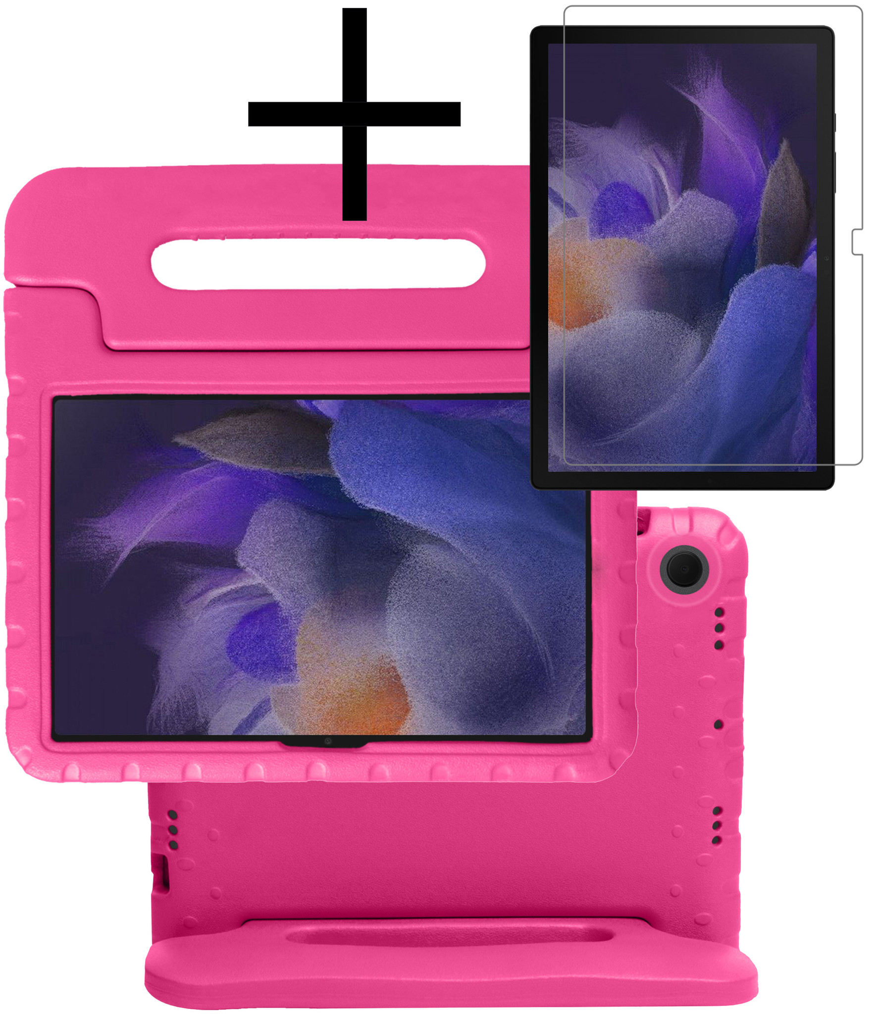 NoXx Hoesje Geschikt voor Samsung Galaxy Tab A8 Hoesje Kinderhoes Shockproof Hoes Kids Case Met Screenprotector - Roze