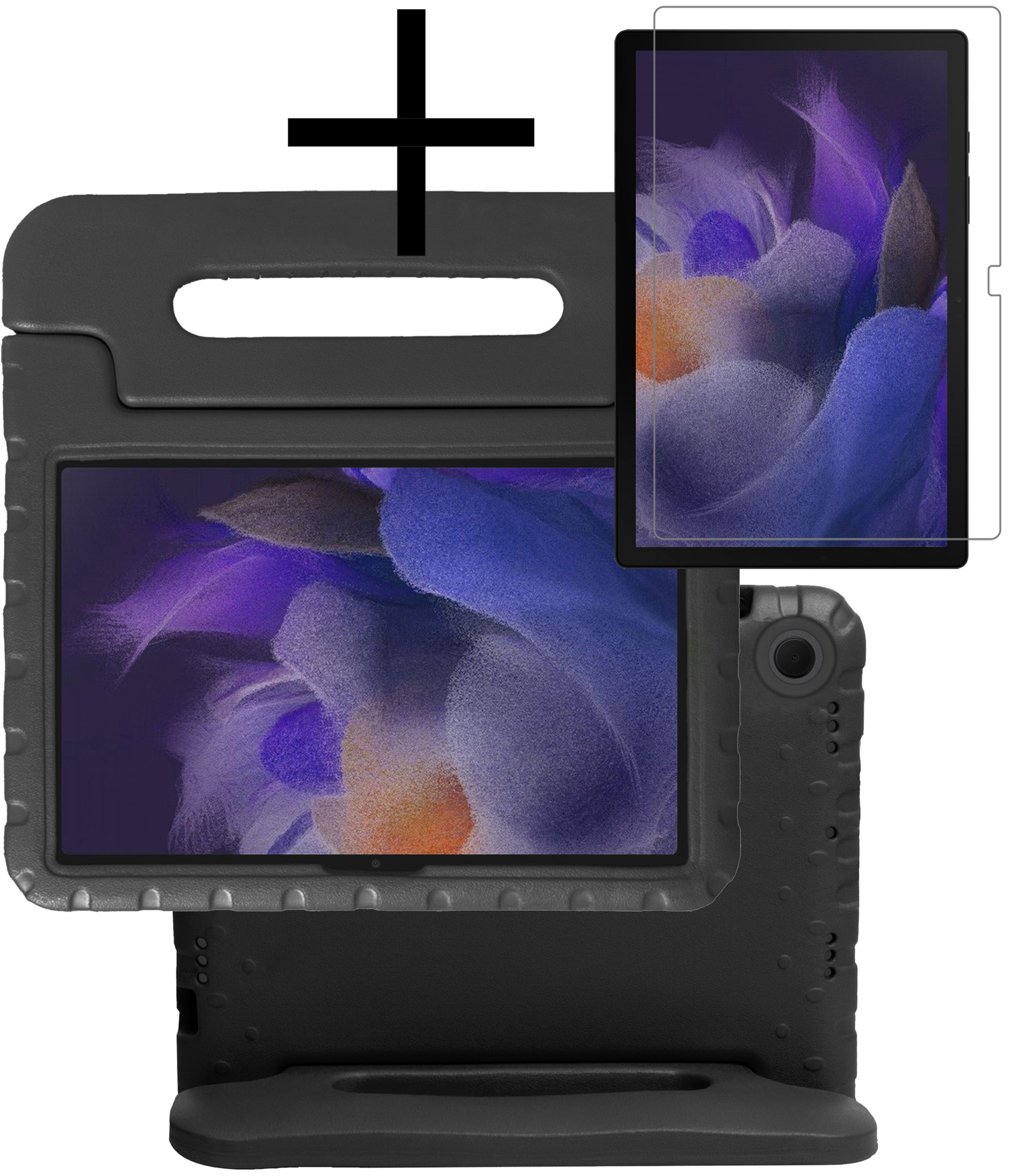 NoXx Hoesje Geschikt voor Samsung Galaxy Tab A8 Hoesje Kinderhoes Shockproof Hoes Kids Case Met Screenprotector - Zwart