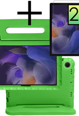 NoXx Hoesje Geschikt voor Samsung Galaxy Tab A8 Hoesje Kinderhoes Shockproof Hoes Kids Case Met 2x Screenprotector - Groen