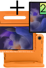 NoXx Hoesje Geschikt voor Samsung Galaxy Tab A8 Hoesje Kinderhoes Shockproof Hoes Kids Case Met 2x Screenprotector - Oranje