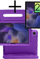 NoXx Hoesje Geschikt voor Samsung Galaxy Tab A8 Hoesje Kinderhoes Shockproof Hoes Kids Case Met 2x Screenprotector - Paars