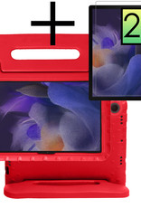 NoXx Hoesje Geschikt voor Samsung Galaxy Tab A8 Hoesje Kinderhoes Shockproof Hoes Kids Case Met 2x Screenprotector - Rood