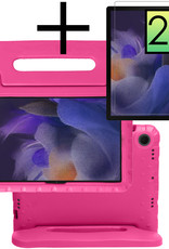 NoXx Hoesje Geschikt voor Samsung Galaxy Tab A8 Hoesje Kinderhoes Shockproof Hoes Kids Case Met 2x Screenprotector - Roze