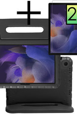 NoXx Hoesje Geschikt voor Samsung Galaxy Tab A8 Hoesje Kinderhoes Shockproof Hoes Kids Case Met 2x Screenprotector - Zwart