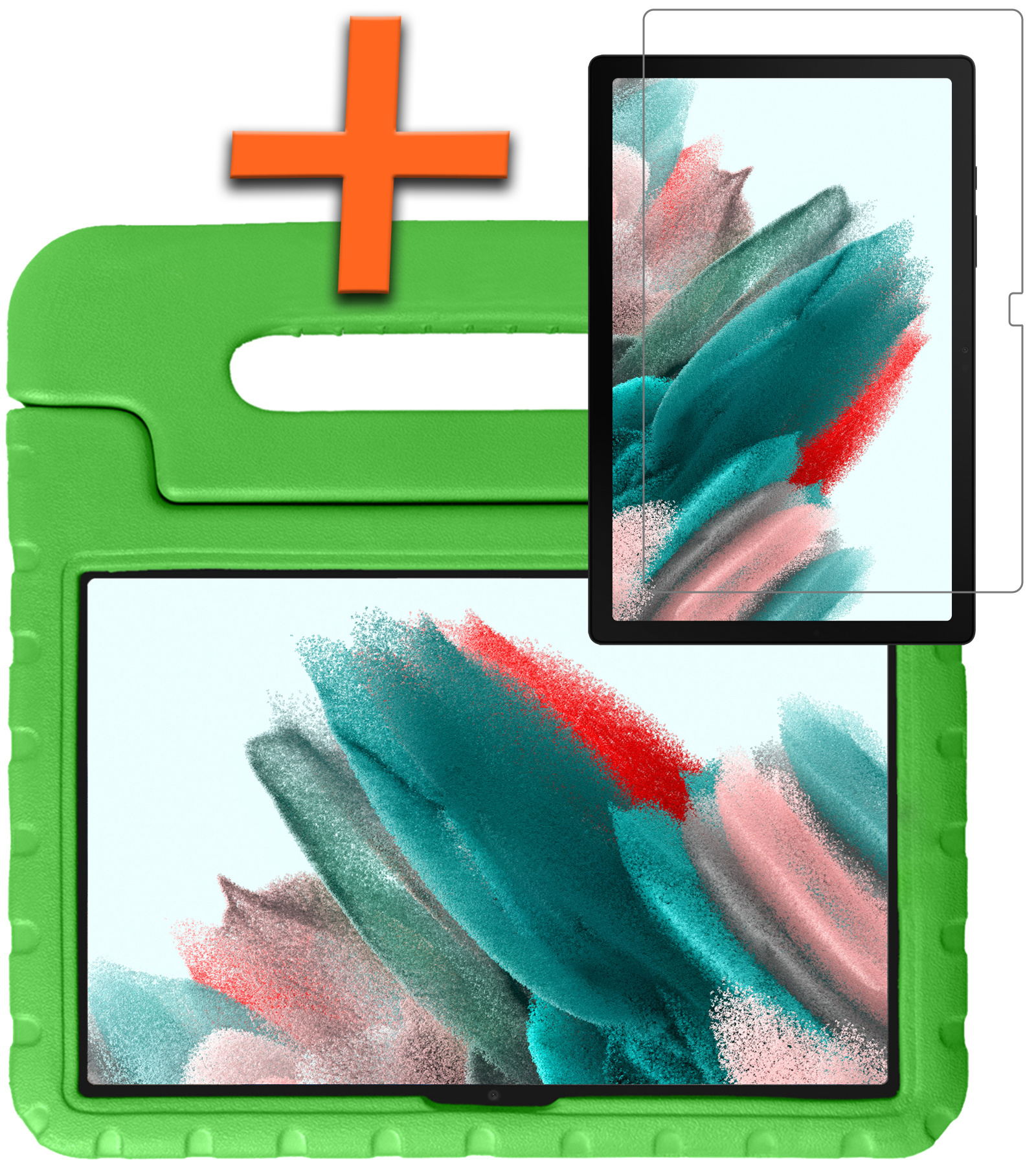 Nomfy Hoes Geschikt voor Samsung Galaxy Tab A8 Hoes Bumper Kindvriendelijk Kids Case Kinderhoes Met Screenprotector - Hoesje Geschikt voor Samsung Tab A8 Hoesje Shockproof Cover Hoes - Groen