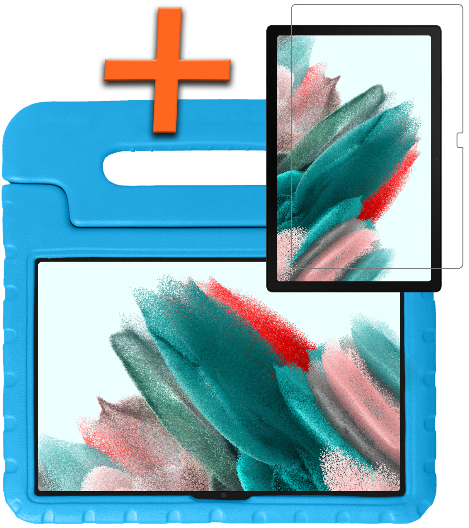 Nomfy Hoes Geschikt voor Samsung Galaxy Tab A8 Hoes Bumper Kindvriendelijk Kids Case Kinderhoes Met Screenprotector - Hoesje Geschikt voor Samsung Tab A8 Hoesje Shockproof Cover Hoes - Blauw