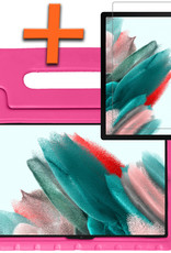 Nomfy Hoes Geschikt voor Samsung Galaxy Tab A8 Hoes Bumper Kindvriendelijk Kids Case Kinderhoes Met Screenprotector - Hoesje Geschikt voor Samsung Tab A8 Hoesje Shockproof Cover Hoes - Roze
