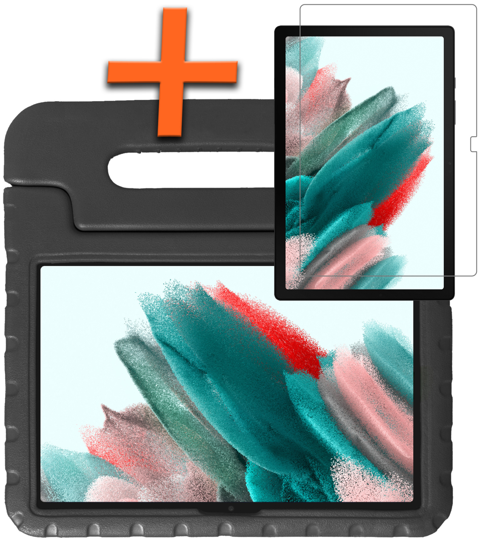 Nomfy Hoes Geschikt voor Samsung Galaxy Tab A8 Hoes Bumper Kindvriendelijk Kids Case Kinderhoes Met Screenprotector - Hoesje Geschikt voor Samsung Tab A8 Hoesje Shockproof Cover Hoes - Zwart