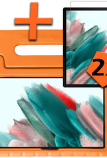 Nomfy Hoes Geschikt voor Samsung Galaxy Tab A8 Hoes Bumper Kindvriendelijk Kids Case Kinderhoes Met 2x Screenprotector - Hoesje Geschikt voor Samsung Tab A8 Hoesje Shockproof Cover Hoes - Oranje