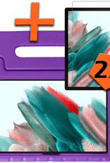Nomfy Hoes Geschikt voor Samsung Galaxy Tab A8 Hoes Bumper Kindvriendelijk Kids Case Kinderhoes Met 2x Screenprotector - Hoesje Geschikt voor Samsung Tab A8 Hoesje Shockproof Cover Hoes - Paars