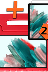 Nomfy Hoes Geschikt voor Samsung Galaxy Tab A8 Hoes Bumper Kindvriendelijk Kids Case Kinderhoes Met 2x Screenprotector - Hoesje Geschikt voor Samsung Tab A8 Hoesje Shockproof Cover Hoes - Rood