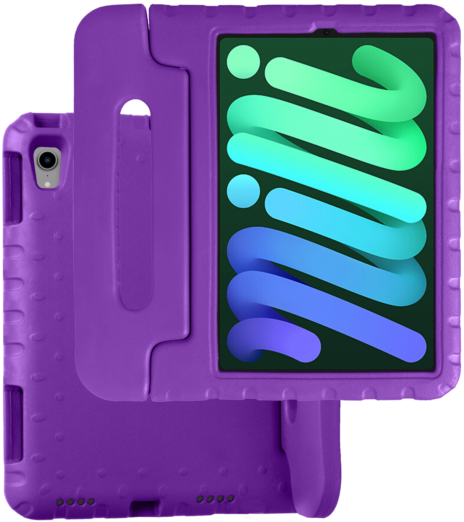 BASEY. Hoesje Geschikt voor iPad Mini 6 Hoesje Kinder Hoes Shockproof Kinderhoes - Kindvriendelijk Hoesje Geschikt voor iPad Mini 6 Hoes Kids Case - Paars