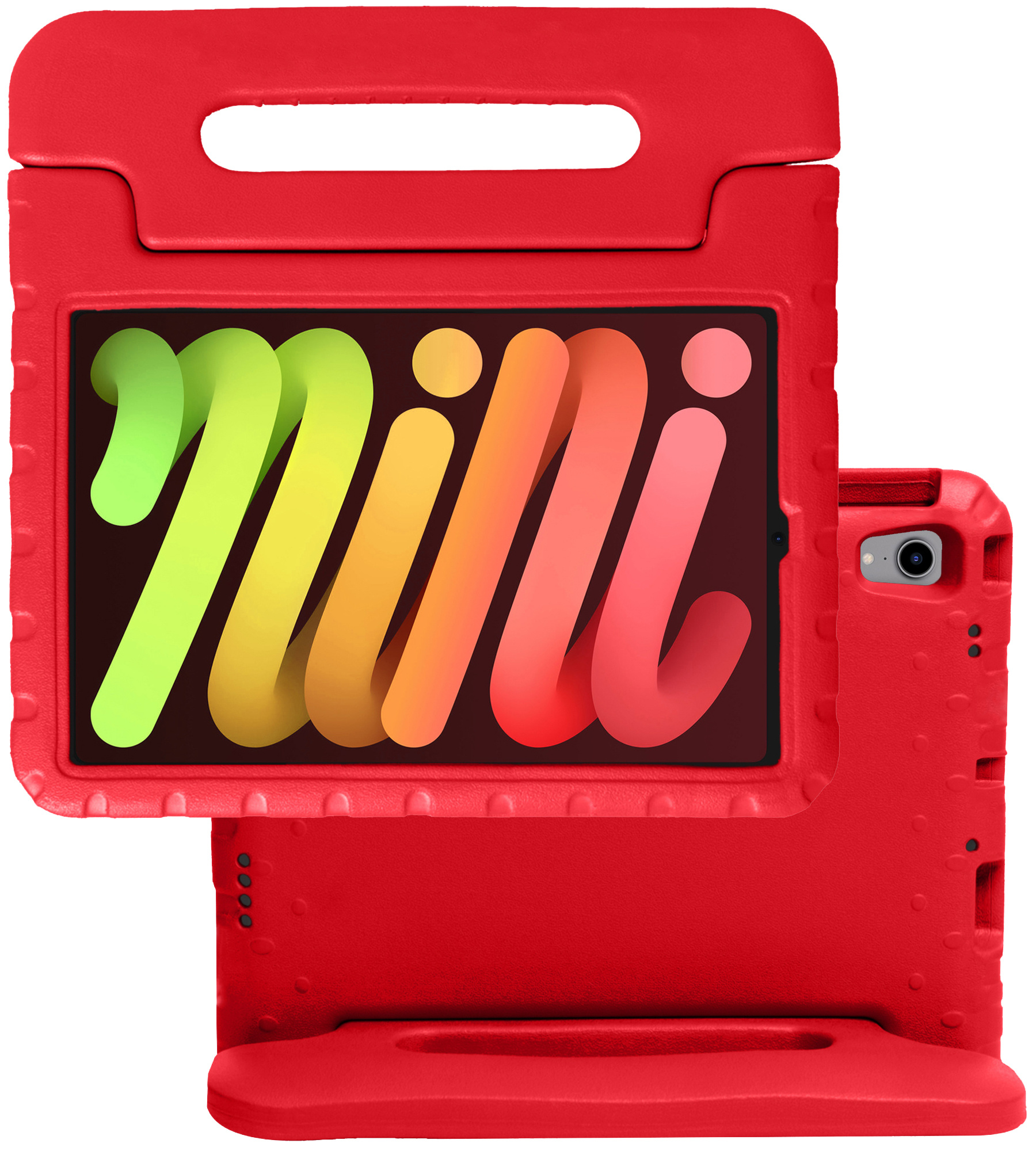 NoXx Hoesje Geschikt voor iPad Mini 6 Hoesje Kinderhoes Shockproof Hoes Kids Case - Rood