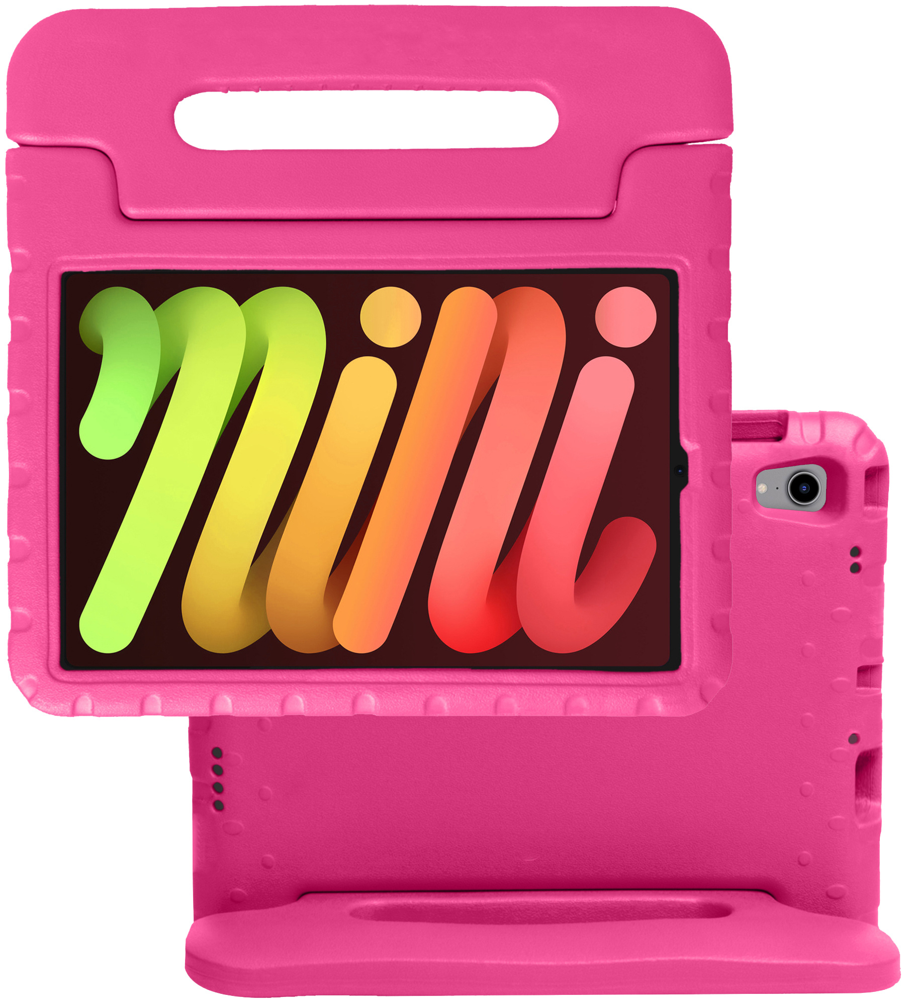 NoXx Hoesje Geschikt voor iPad Mini 6 Hoesje Kinderhoes Shockproof Hoes Kids Case - Roze