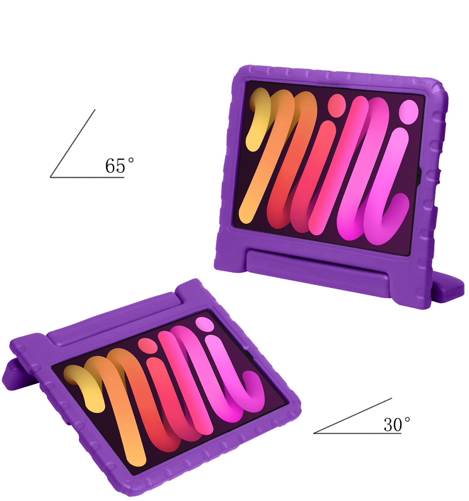Nomfy Hoes Geschikt voor iPad Mini 6 Hoes Bumper Kindvriendelijk Kids Case Kinderhoes - Hoesje Geschikt voor iPad Mini 6 Hoesje Shockproof Cover Hoes - Paars