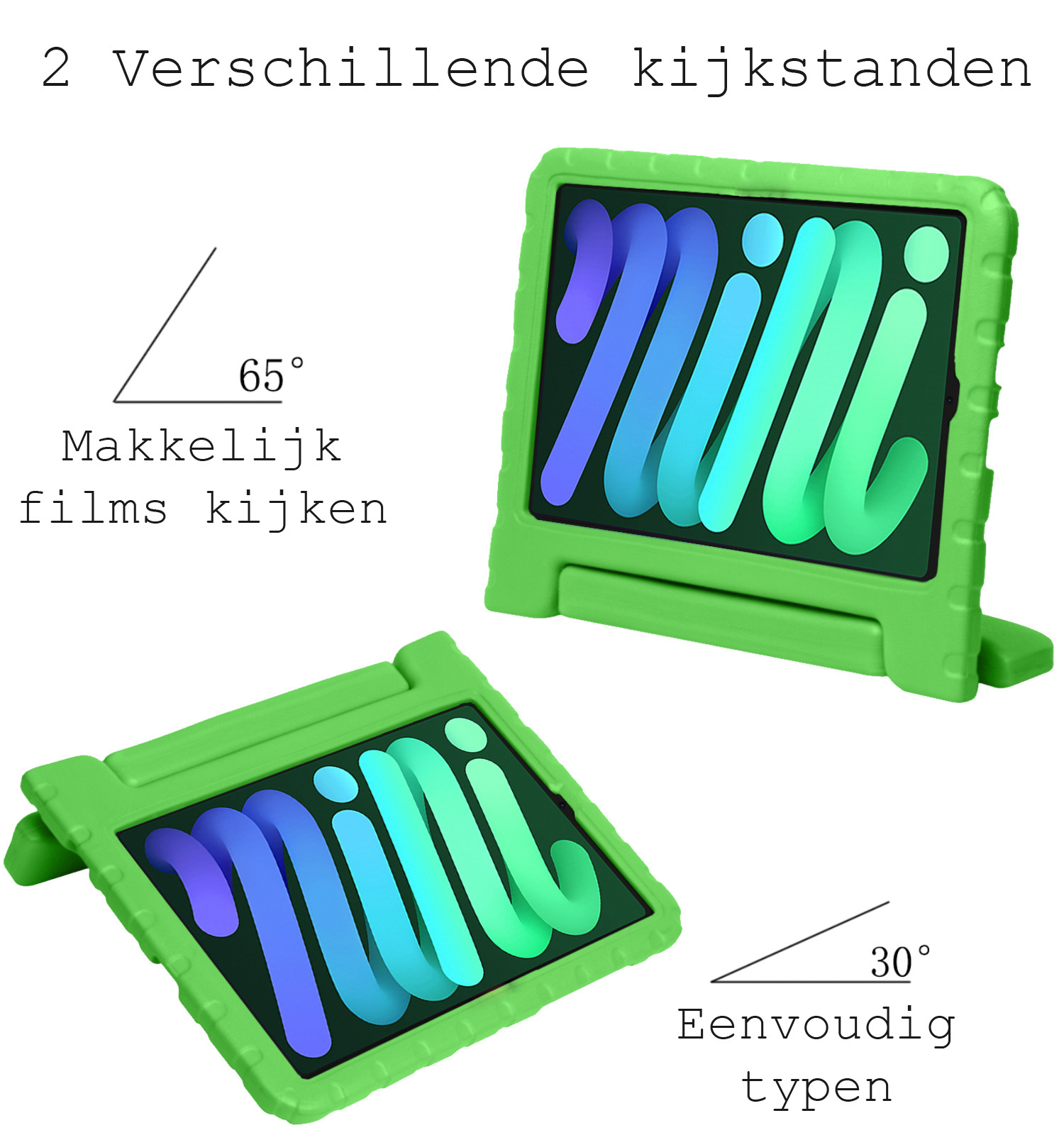 BASEY. Hoesje Geschikt voor iPad Mini 6 Hoesje Kinder Hoes Shockproof Kinderhoes Met 2x Screenprotector - Kindvriendelijk Hoesje Geschikt voor iPad Mini 6 Hoes Kids Case - Groen