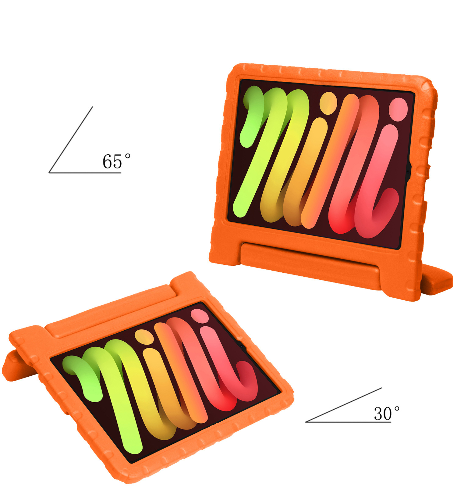 NoXx Hoesje Geschikt voor iPad Mini 6 Hoesje Kinderhoes Shockproof Hoes Kids Case Met Screenprotector - Oranje
