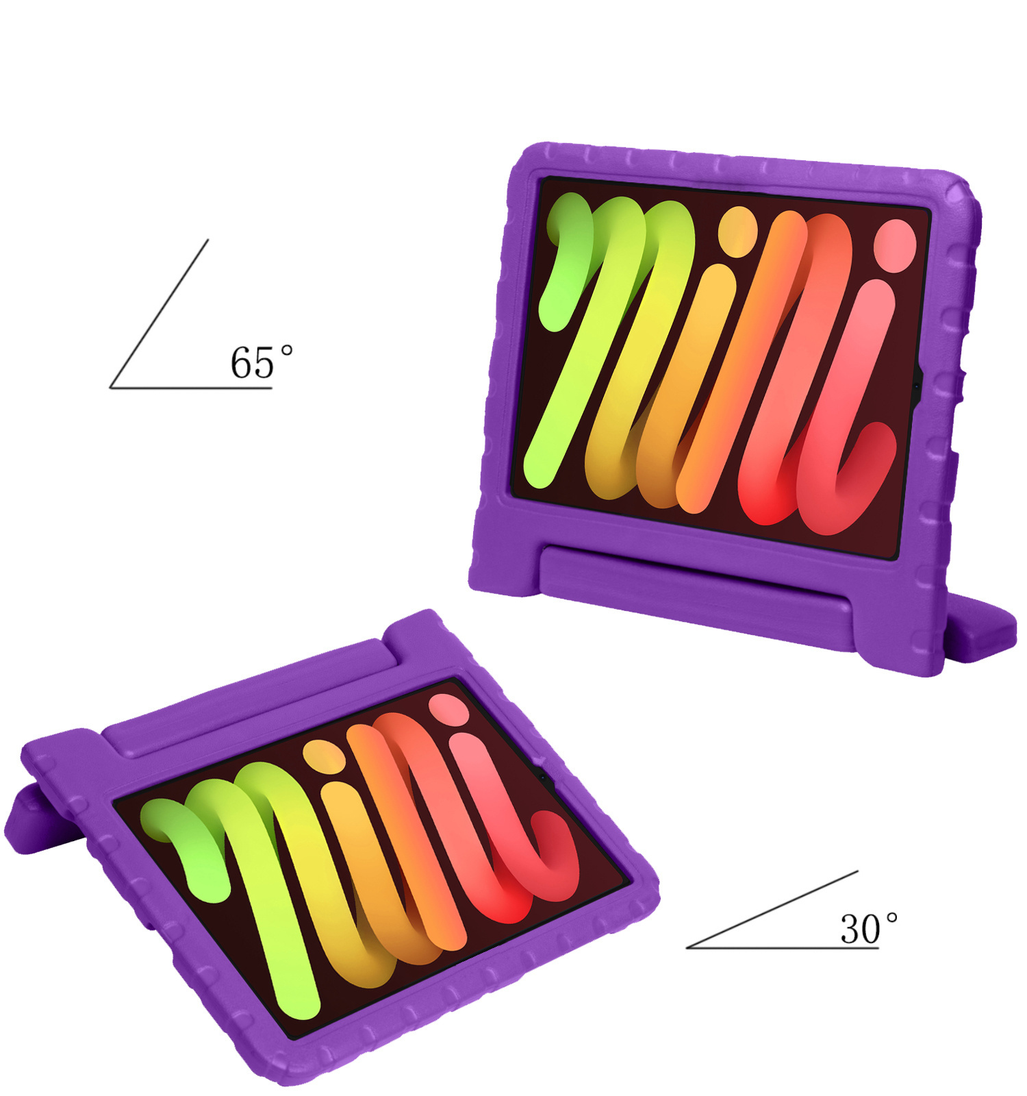 NoXx Hoesje Geschikt voor iPad Mini 6 Hoesje Kinderhoes Shockproof Hoes Kids Case Met Screenprotector - Paars