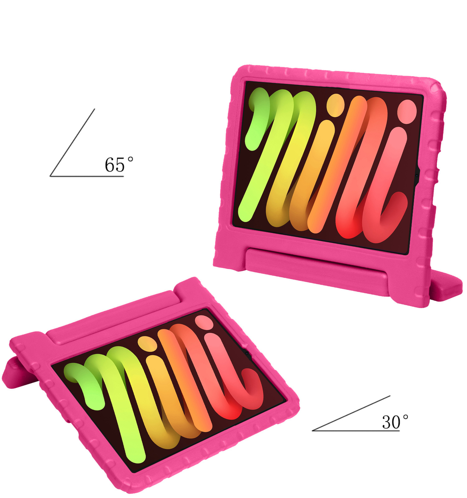 NoXx Hoesje Geschikt voor iPad Mini 6 Hoesje Kinderhoes Shockproof Hoes Kids Case Met 2x Screenprotector - Roze