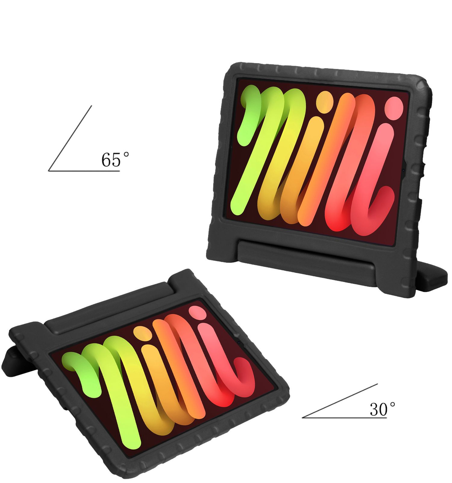 NoXx Hoesje Geschikt voor iPad Mini 6 Hoesje Kinderhoes Shockproof Hoes Kids Case Met 2x Screenprotector - Zwart