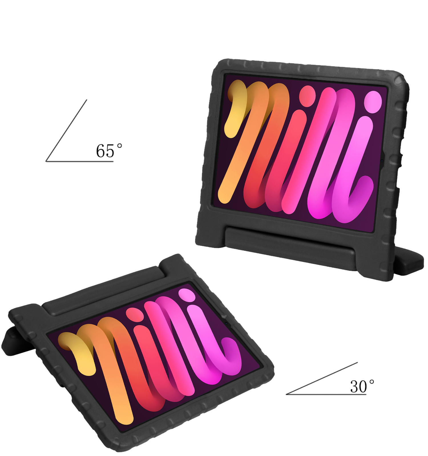 Nomfy Hoes Geschikt voor iPad Mini 6 Hoes Bumper Kindvriendelijk Kids Case Kinderhoes Met Screenprotector - Hoesje Geschikt voor iPad Mini 6 Hoesje Shockproof Cover Hoes - Zwart