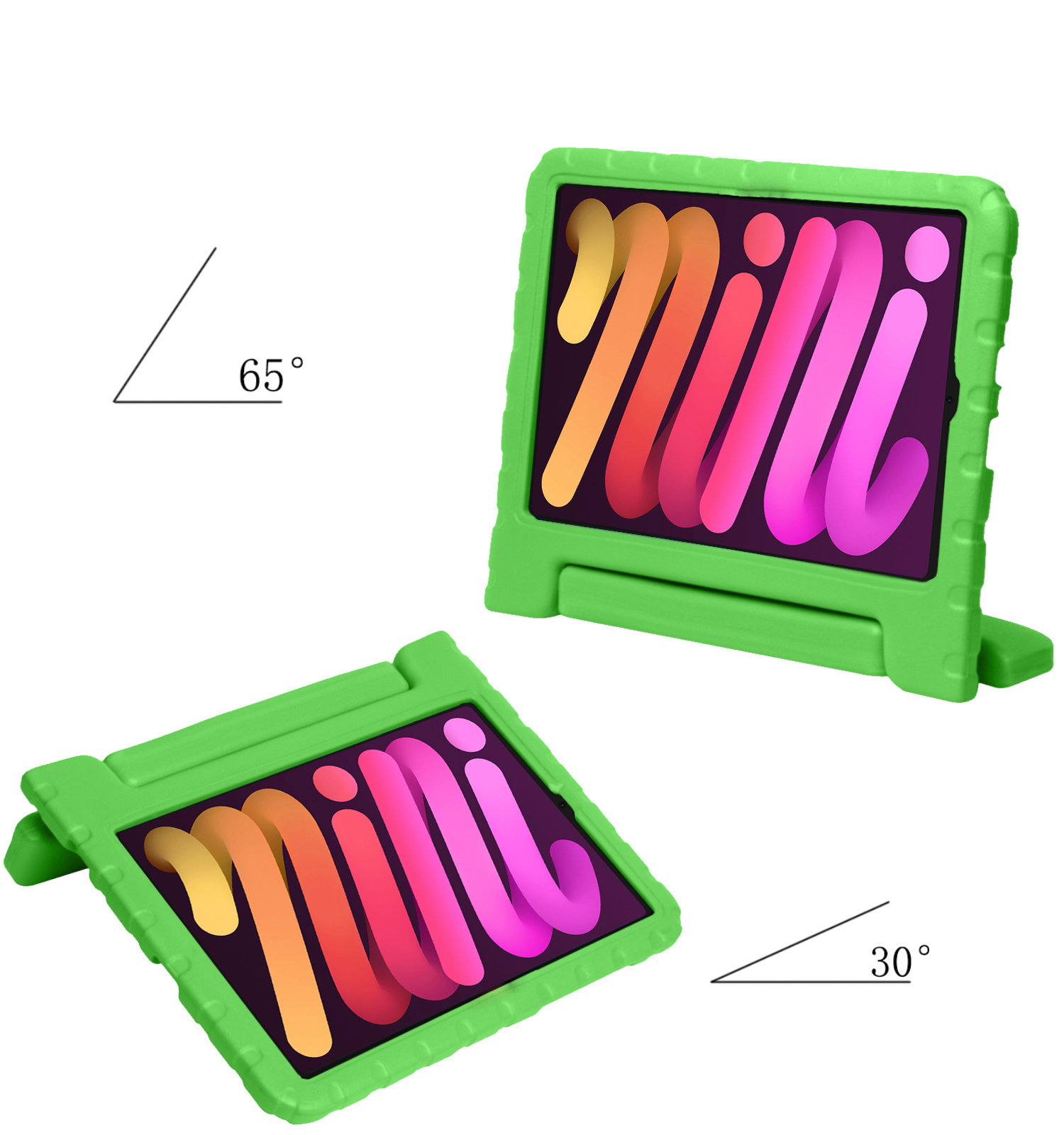 Nomfy Hoes Geschikt voor iPad Mini 6 Hoes Bumper Kindvriendelijk Kids Case Kinderhoes Met 2x Screenprotector - Hoesje Geschikt voor iPad Mini 6 Hoesje Shockproof Cover Hoes - Groen