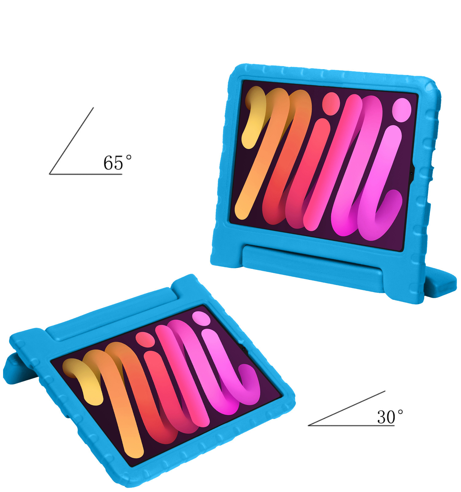 Nomfy Hoes Geschikt voor iPad Mini 6 Hoes Bumper Kindvriendelijk Kids Case Kinderhoes Met 2x Screenprotector - Hoesje Geschikt voor iPad Mini 6 Hoesje Shockproof Cover Hoes - Blauw