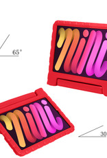 Nomfy Hoes Geschikt voor iPad Mini 6 Hoes Bumper Kindvriendelijk Kids Case Kinderhoes Met 2x Screenprotector - Hoesje Geschikt voor iPad Mini 6 Hoesje Shockproof Cover Hoes - Rood