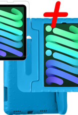 BASEY. Hoesje Geschikt voor iPad Mini 6 Hoesje Kinder Hoes Shockproof Kinderhoes Met Screenprotector - Kindvriendelijk Hoesje Geschikt voor iPad Mini 6 Hoes Kids Case - Blauw
