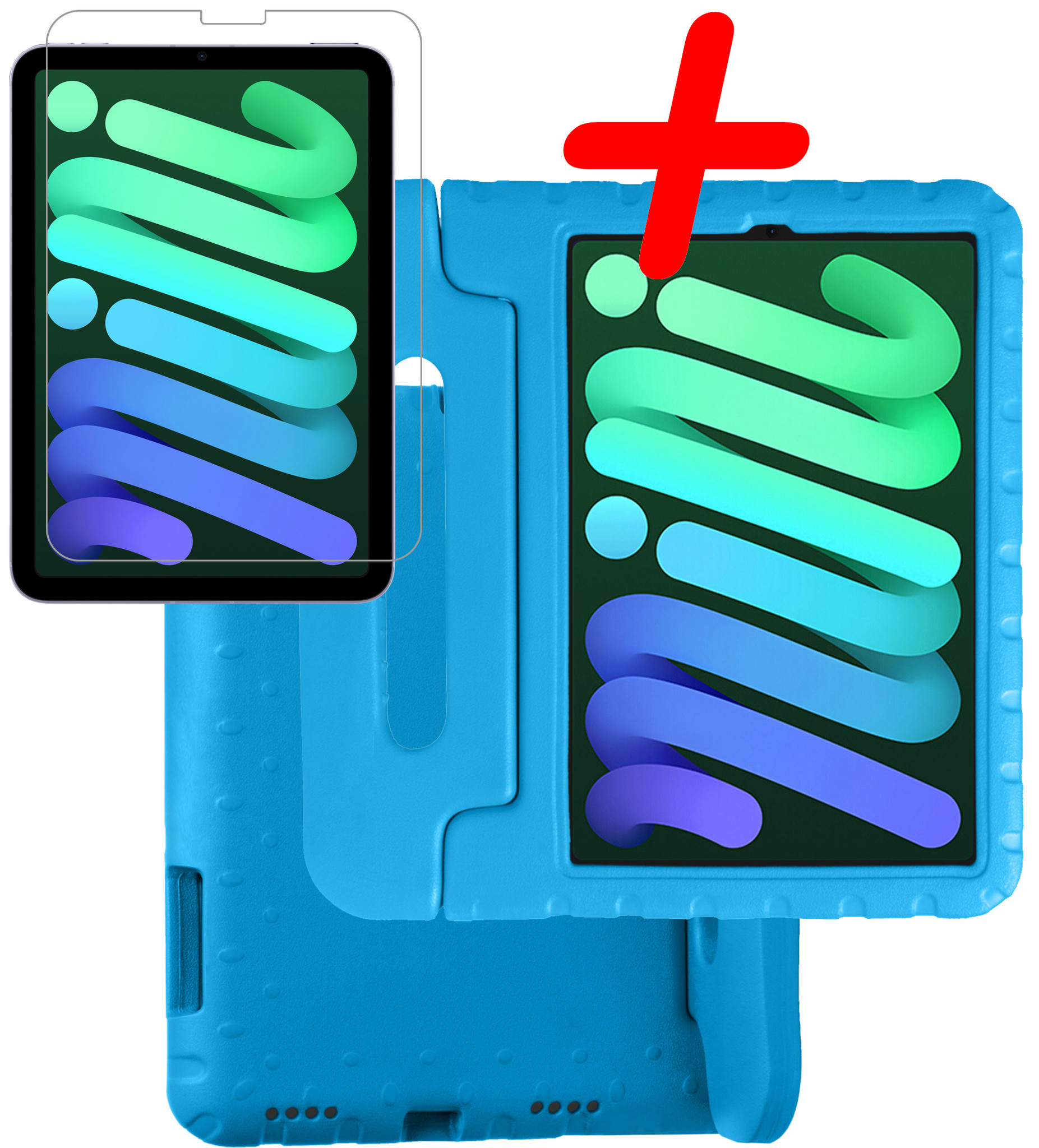 BASEY. Hoesje Geschikt voor iPad Mini 6 Hoesje Kinder Hoes Shockproof Kinderhoes Met Screenprotector - Kindvriendelijk Hoesje Geschikt voor iPad Mini 6 Hoes Kids Case - Blauw