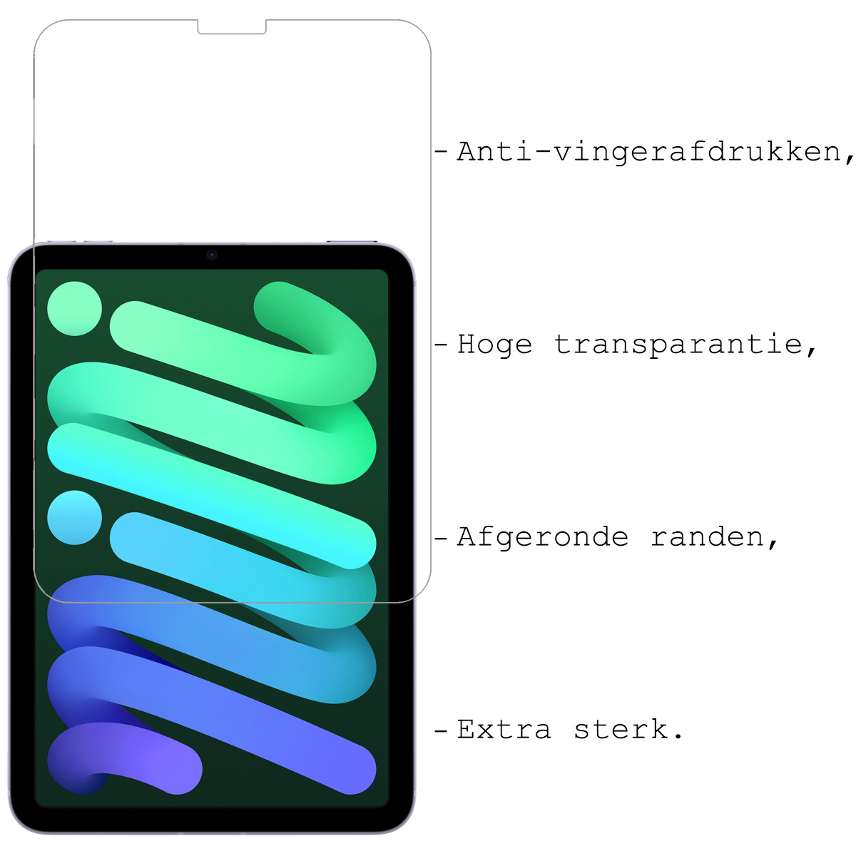 BASEY. Hoesje Geschikt voor iPad Mini 6 Hoesje Kinder Hoes Shockproof Kinderhoes Met Screenprotector - Kindvriendelijk Hoesje Geschikt voor iPad Mini 6 Hoes Kids Case - Paars