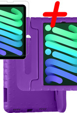 BASEY. Hoesje Geschikt voor iPad Mini 6 Hoesje Kinder Hoes Shockproof Kinderhoes Met Screenprotector - Kindvriendelijk Hoesje Geschikt voor iPad Mini 6 Hoes Kids Case - Paars