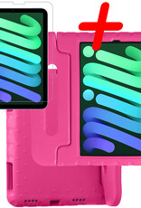 BASEY. Hoesje Geschikt voor iPad Mini 6 Hoesje Kinder Hoes Shockproof Kinderhoes Met Screenprotector - Kindvriendelijk Hoesje Geschikt voor iPad Mini 6 Hoes Kids Case - Roze