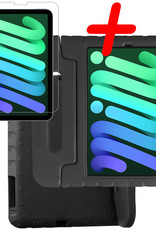 BASEY. Hoesje Geschikt voor iPad Mini 6 Hoesje Kinder Hoes Shockproof Kinderhoes Met Screenprotector - Kindvriendelijk Hoesje Geschikt voor iPad Mini 6 Hoes Kids Case - Zwart