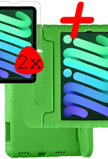 BASEY. Hoesje Geschikt voor iPad Mini 6 Hoesje Kinder Hoes Shockproof Kinderhoes Met 2x Screenprotector - Kindvriendelijk Hoesje Geschikt voor iPad Mini 6 Hoes Kids Case - Groen