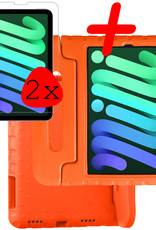 BASEY. Hoesje Geschikt voor iPad Mini 6 Hoesje Kinder Hoes Shockproof Kinderhoes Met 2x Screenprotector - Kindvriendelijk Hoesje Geschikt voor iPad Mini 6 Hoes Kids Case - Oranje